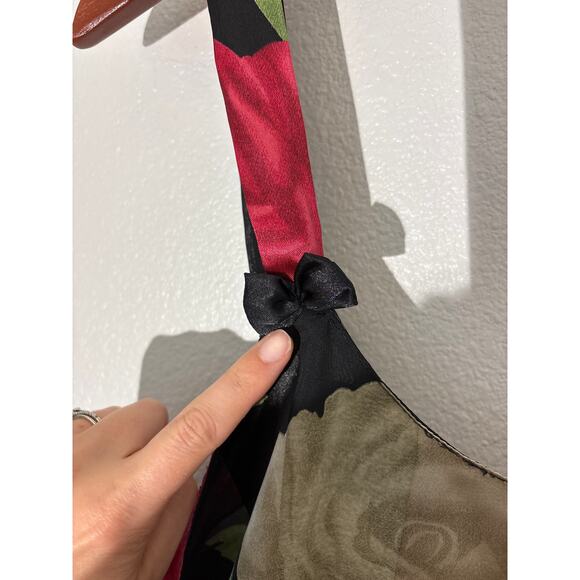 Vintage 90s Floral Slip Maxi Dress Sz L Roses Fairycore Whimsygoth Romantic - Picture 4 of 10